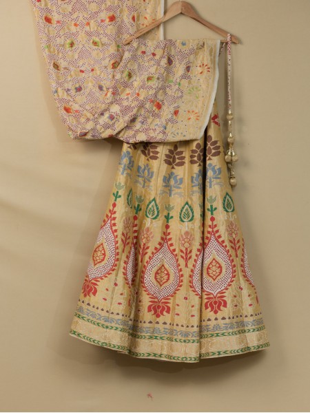 Banarasi Meenakari Lehenga - Ivory Offwhite