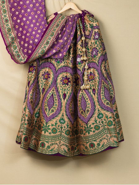 Banarasi Patola Weave Lehenga - Wine Shaded