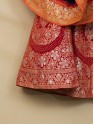 Banarasi Upada Lehenga - Orange Red Black