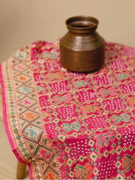 Tilfi Meenakari Saree - Onion Pink