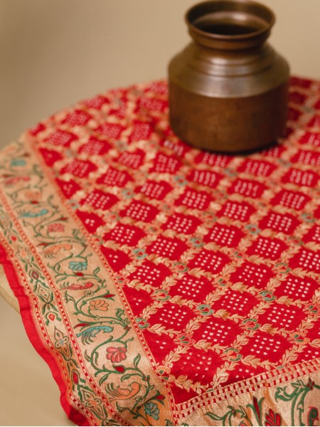 Tilfi Meenakari Saree - Blood Red