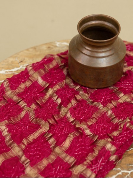 Madhubani Munga Silk Gharchola Saree - Strawberry